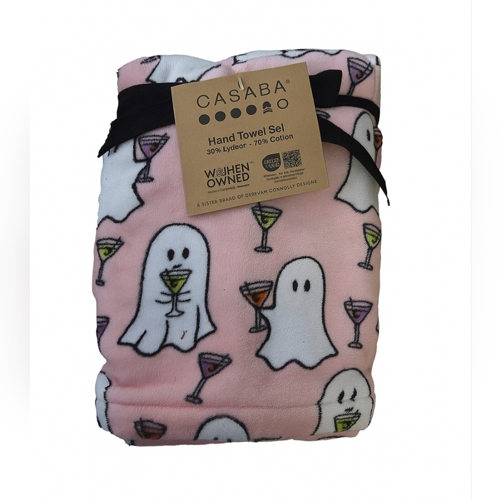 Casaba Fun Ghost Hand Towel Set - Pink